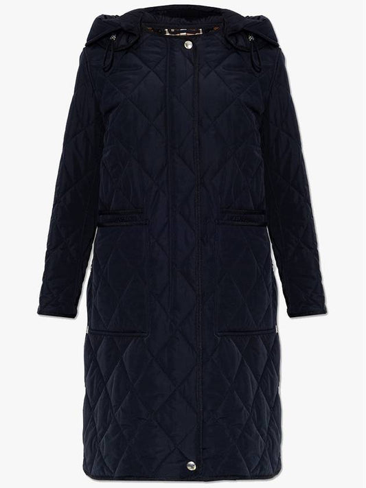 Women's Detachable Hood Diamond Quilted Long Padded Coral Blue - BURBERRY - BALAAN 1