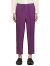 Pleats Bottoms Straight Pants Purple - ISSEY MIYAKE - BALAAN 3