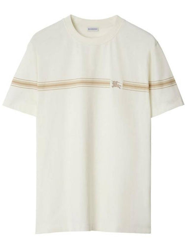 Striped Cotton Short Sleeve T-Shirt Ice - BURBERRY - BALAAN 1