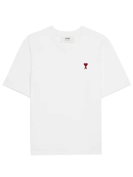 Small Heart Logo Boxy Fit Short Sleeve T-Shirt White - AMI - BALAAN 2