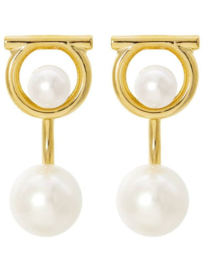 Gancini Pearl Earrings Gold - SALVATORE FERRAGAMO - BALAAN 2