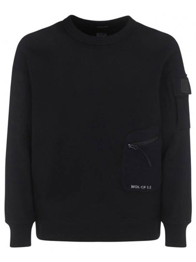 Metropolis Diagonal Fleece Utility Pocket Sweatshirt Black - CP COMPANY - BALAAN 2