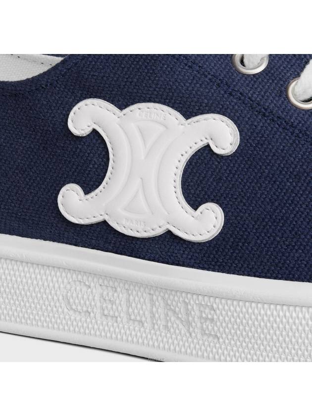 Jane Triomphe Patch Canvas Calfskin Low Top Sneakers Navy - CELINE - BALAAN 5