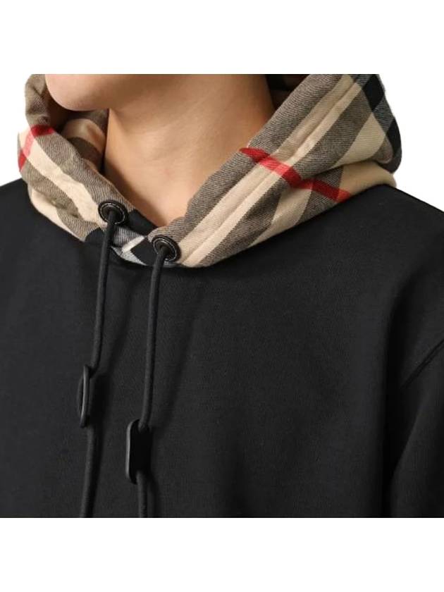 Check Hood Cotton Hoodie Black - BURBERRY - BALAAN 6