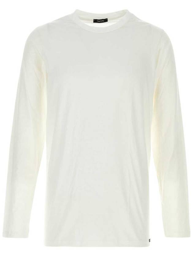 Crew Neck Cotton Modal Long Sleeve T-Shirt White - TOM FORD - BALAAN 2