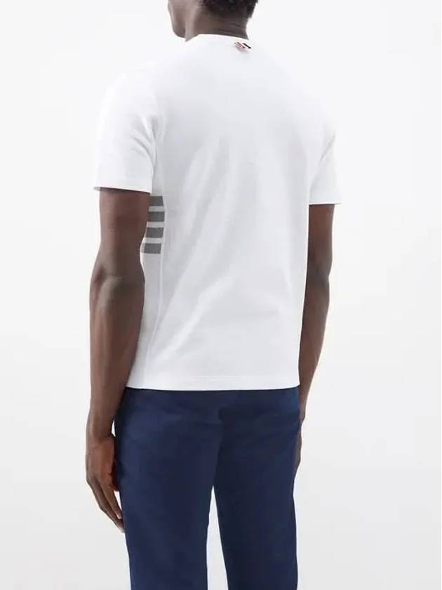 Classic Pique Rib Side Insert 4-Bar Short Sleeve T-Shirt White - THOM BROWNE - BALAAN 6