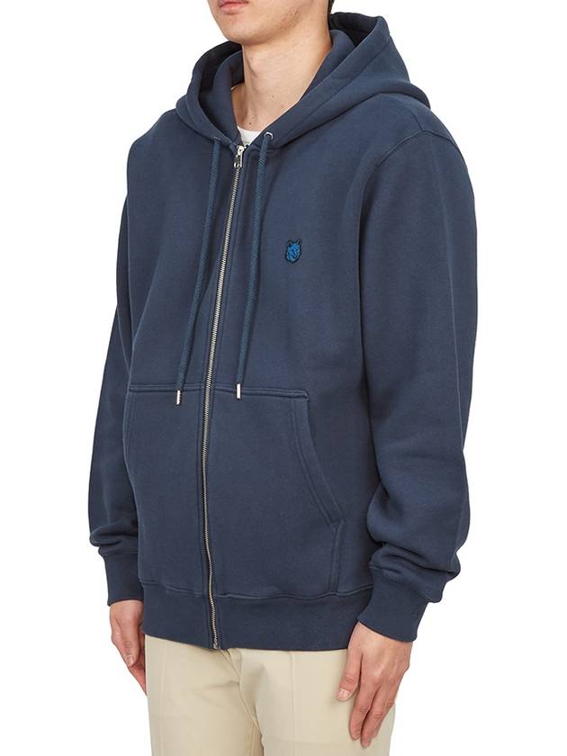 Tonal Fox Head Patch Comfort Zip Up Hoodie Ink Blue - MAISON KITSUNE - BALAAN 4