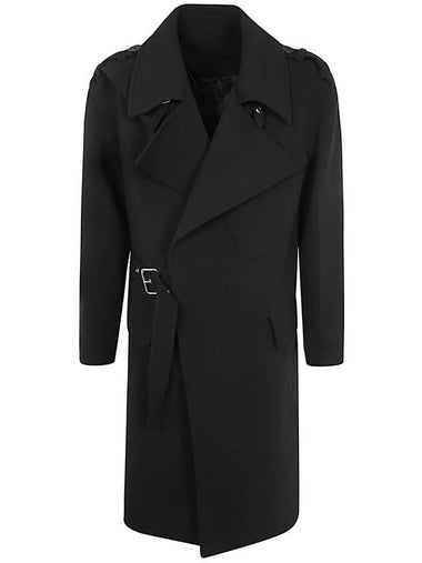 Balmain Double Wool Crepe Belted Trench Coat Clothing - BALMAIN - BALAAN 1