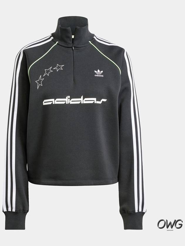 Jersey Track Top Sweatshirt Black Half Zip Up Women - ADIDAS - BALAAN 6