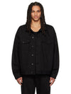 Button Front Cotton Denim Jacket Black - FEAR OF GOD ESSENTIALS - BALAAN 3