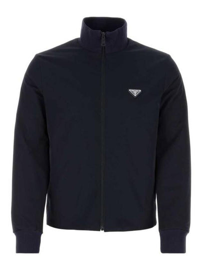 Triangle Logo Stretch Zip Up Jacket Navy - PRADA - BALAAN 2