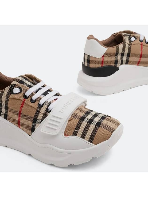 Vintage Check And Leather Sneakers White Archive Beige - BURBERRY - BALAAN 5