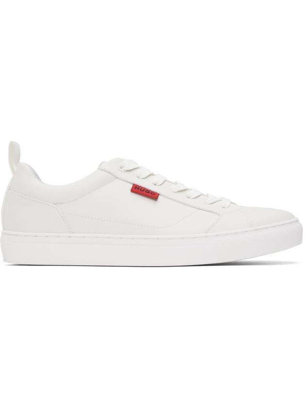 Red Logo Patch Faux Leather Low Top Sneakers White - HUGO BOSS - BALAAN 1