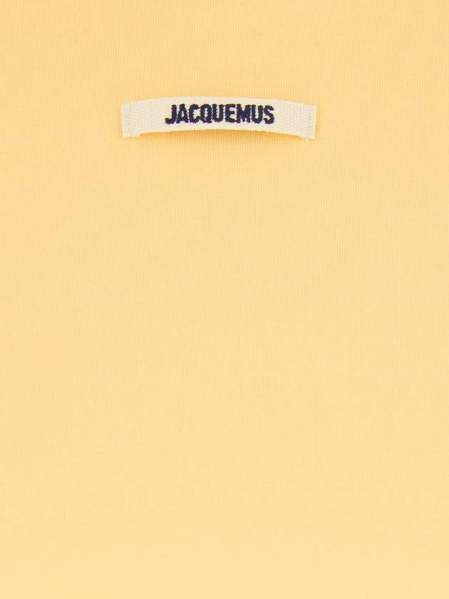 'Le T-Shirt Gros Grain' Beige Crewneck T-Shirt With Logo Patch On The Front In Cotton Woman - JACQUEMUS - BALAAN 3