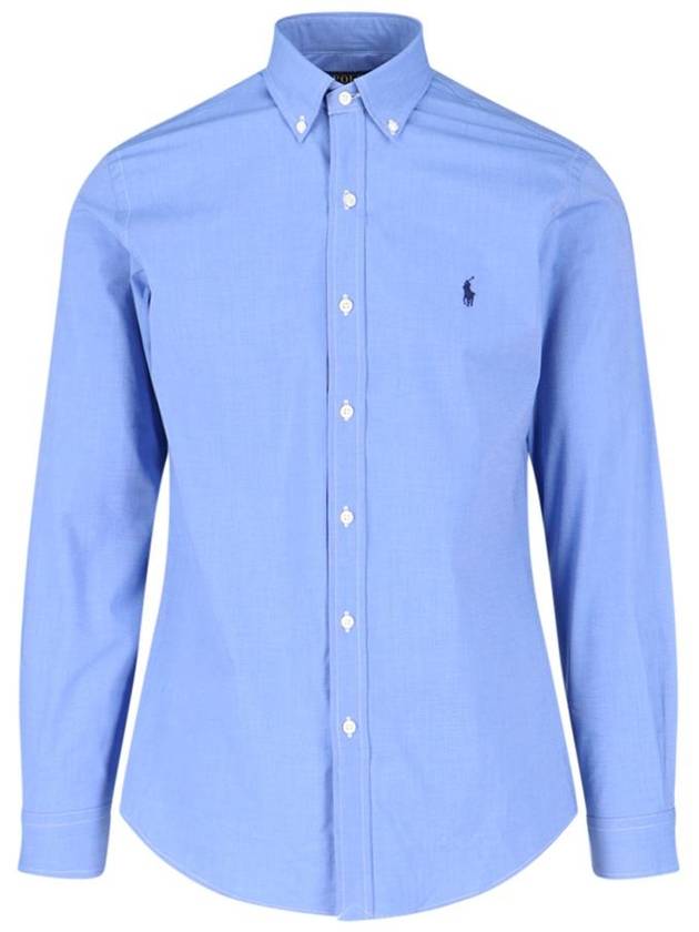 Embroidered Logo Pony Long Sleeve Shirt Blue - POLO RALPH LAUREN - BALAAN 2