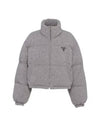 Boxy Crop Wool Cashmere Knit Puffer Padding Grey - PRADA - BALAAN 2