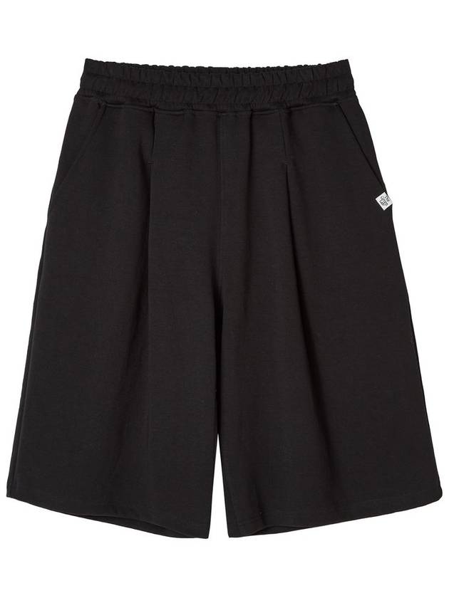 _WIDE ONE TUCK BERMUDA SWEAT SHORTS BLACK - THE GREEN LAB - BALAAN 6