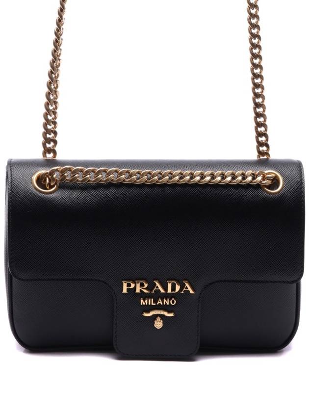 Saffiano Leather Chain Shoulder Bag Black - PRADA - BALAAN 3