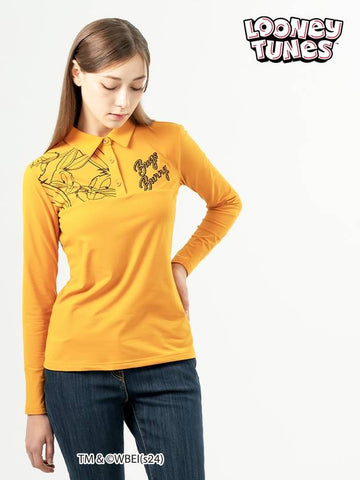 Women s Bugs Bunny Character Artwork Brushed Long Sleeve Collar T Shirt SO3LTS200 - SPARKS - BALAAN 1