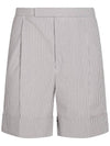 Men's Seersucker Gross Grain Cuff Shorts Medium Grey - THOM BROWNE - BALAAN 1