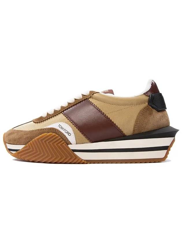 James Panel Suede Nylon Low Top Sneakers Brown - TOM FORD - BALAAN 3