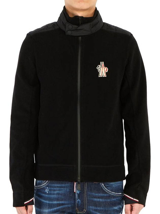 Logo Patch Fleece Zip-Up Jacket Black - MONCLER - BALAAN 2