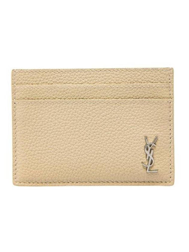 Casandre Small Grain Leather Card Wallet Sea Salt - SAINT LAURENT - BALAAN 1