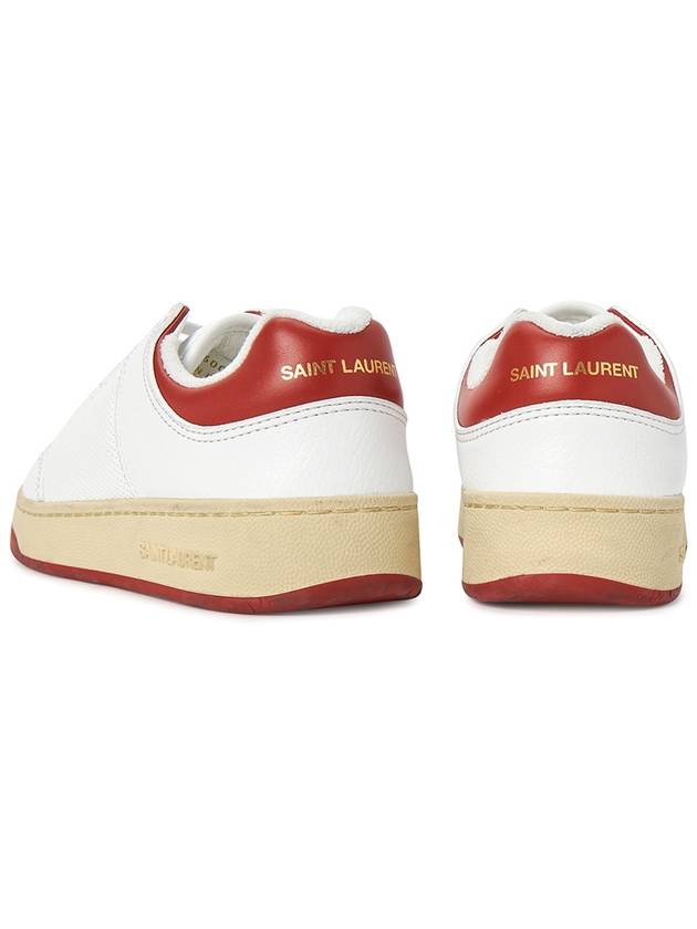 Crack Lace Up Calf Leather Low Top Sneakers White Red - SAINT LAURENT - BALAAN 7