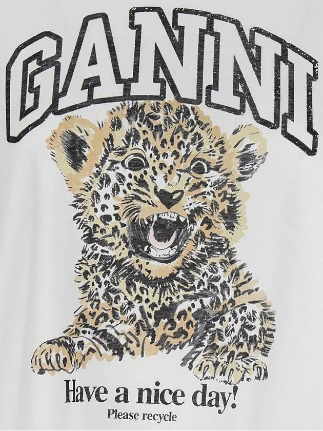 Logo Print Crew Neck Short Sleeve T Shirt White - GANNI - BALAAN 5