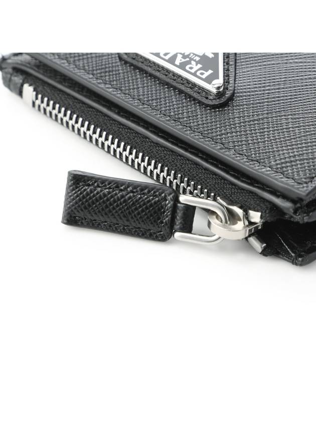 Triangle Logo Saffiano Half Wallet Black - PRADA - BALAAN 6