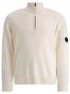 Lambswool GRS Half Zipped Knit Top White - CP COMPANY - BALAAN 2