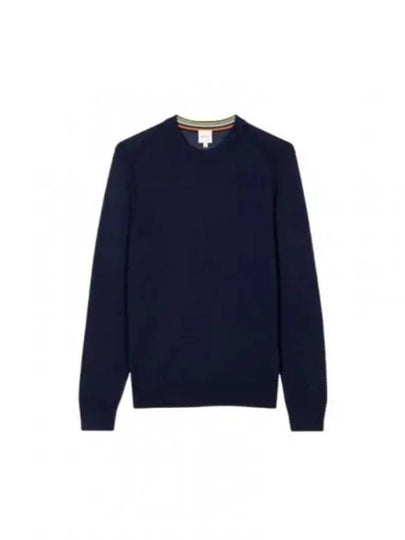 Fine Knit Merino Wool Knit Top Navy - PAUL SMITH - BALAAN 2