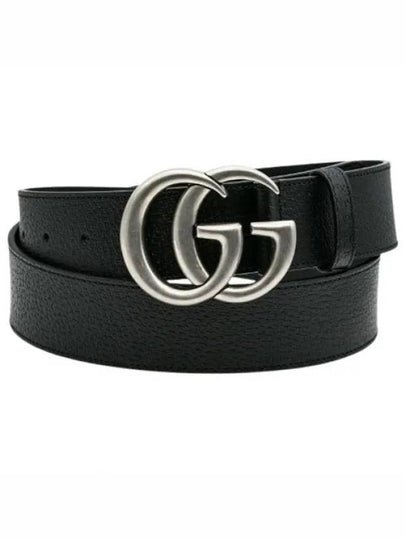 GG Marmont Double Buckle Belt Black Silver - GUCCI - BALAAN 2