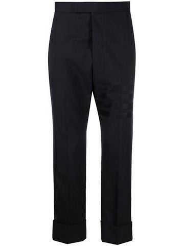 Diagonal Plain Weave Classic Wool Slacks Navy - THOM BROWNE - BALAAN 1