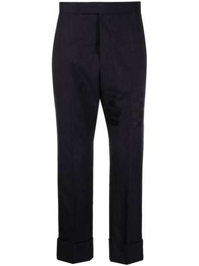 Diagonal Plain Weave Classic Wool Slacks Navy - THOM BROWNE - BALAAN 2