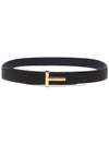 T Logo Reversible Leather Belt Black Brown - TOM FORD - BALAAN 5