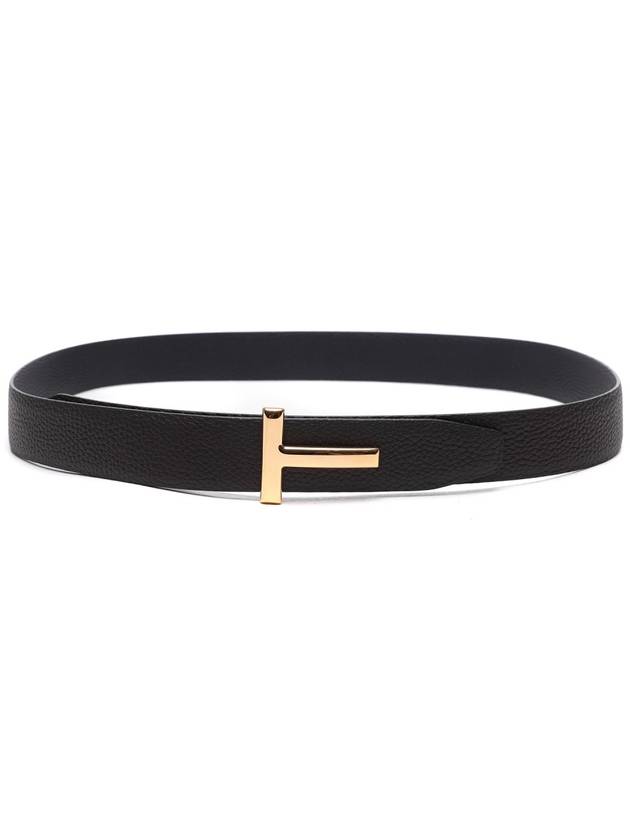 T Logo Reversible Leather Belt Black Brown - TOM FORD - BALAAN 5