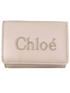 Embroidered Logo Leather Half Wallet Pink - CHLOE - BALAAN 2