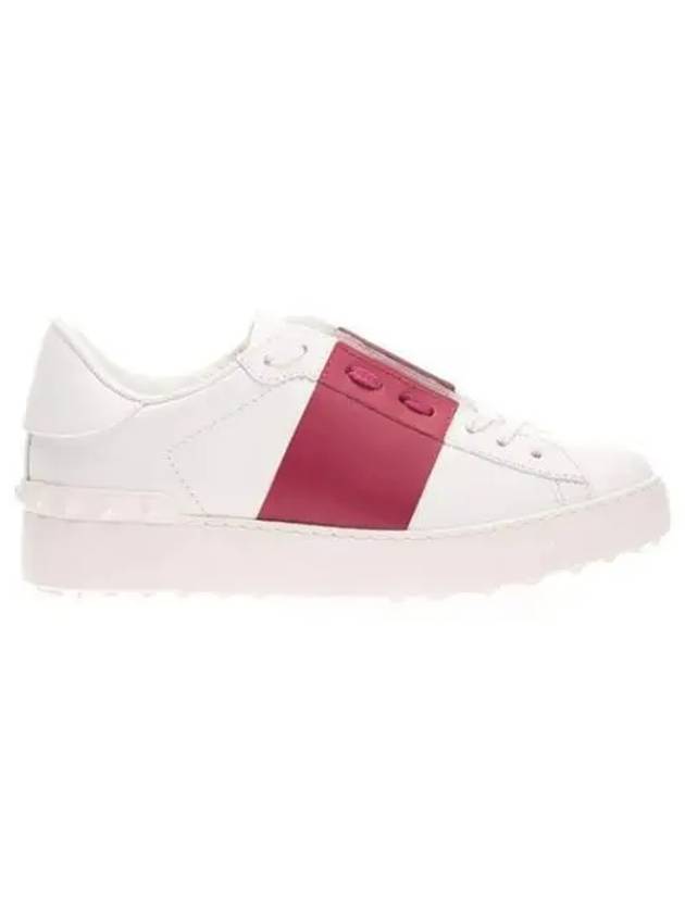 Rockstud Hidden Open Band Low Top Sneakers White Burgundy - VALENTINO - BALAAN 2