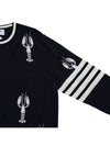 Lobster Merino Crew Neck Knit Top Navy - THOM BROWNE - BALAAN 6