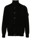 Wappen High Neck Button Up Wool Cardigan Black - STONE ISLAND - BALAAN 2