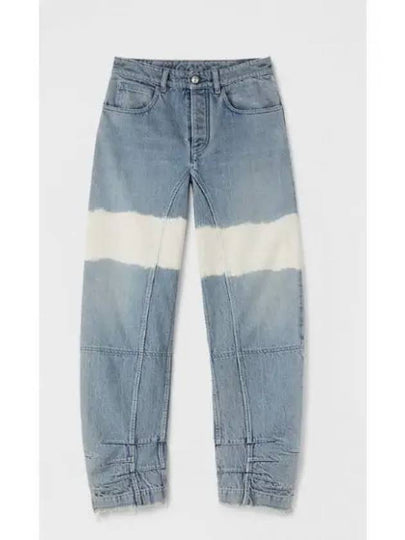 High Waist Color Block Cotton Straight Jeans Blue - JIL SANDER - BALAAN 2