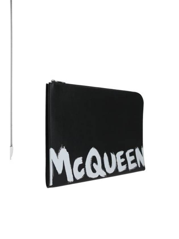 Graffiti Logo Round Zipper Clutch Bag Black - ALEXANDER MCQUEEN - BALAAN 3