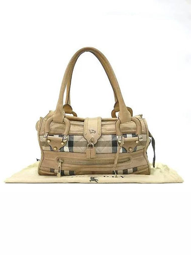 Prorsum House Check Beige Leather Trim Shoulder Bag - BURBERRY - BALAAN 1