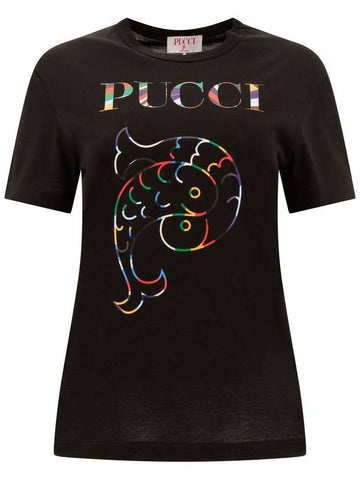 Pucci Black Cotton T-Shirt - EMILIO PUCCI - BALAAN 1