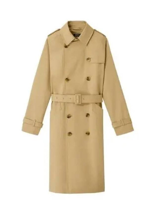 Greta Double Breasted Cotton Trench Coat Beige - A.P.C. - BALAAN 2