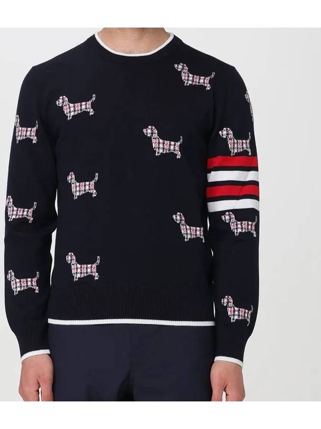 4-Bar Relaxed Hector Pullover Wool Knit Top Navy - THOM BROWNE - BALAAN 3