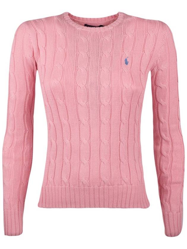 Ralph Lauren Pale Pink Cotton Cable-Knit Crew Neck Sweater - RALPH LAUREN - BALAAN 1