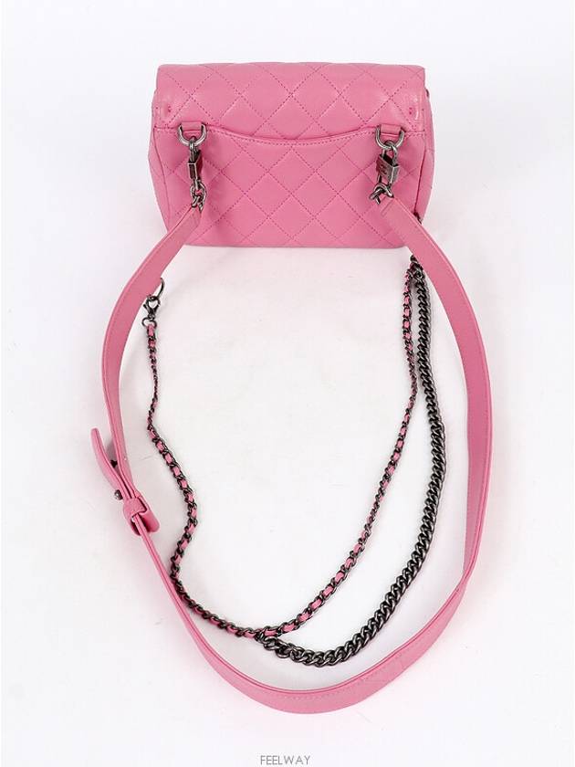 Carry waist chain double flap bag small pink vintage silver 73913 - CHANEL - BALAAN 7