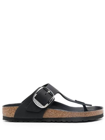 Gizeh Big Buckle Natural Leather Flip Flop Black - BIRKENSTOCK - BALAAN 1